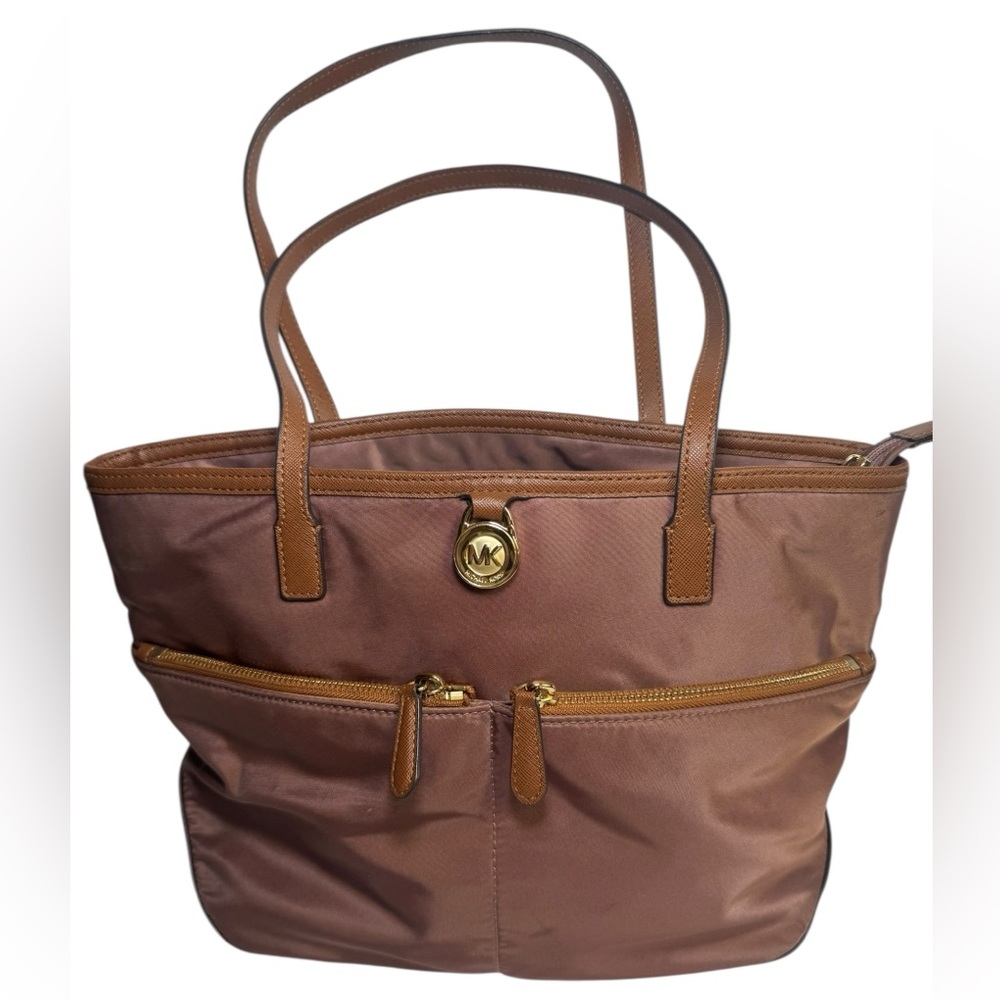 Michael Kors‎ Nylon Tote Bag – Brown & Tan Leather Trim